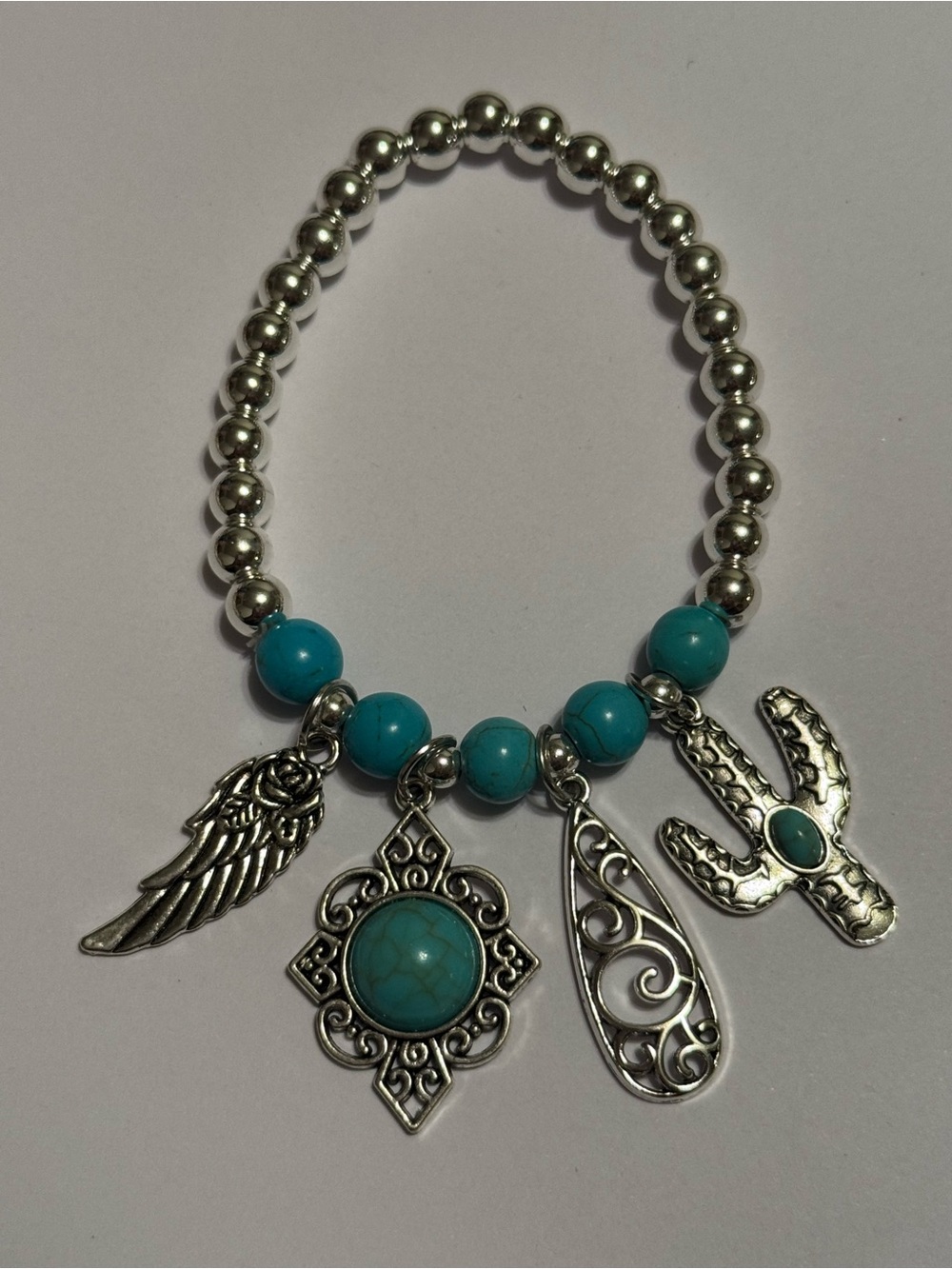 Country Western Boho Beaded Charm Bracelet